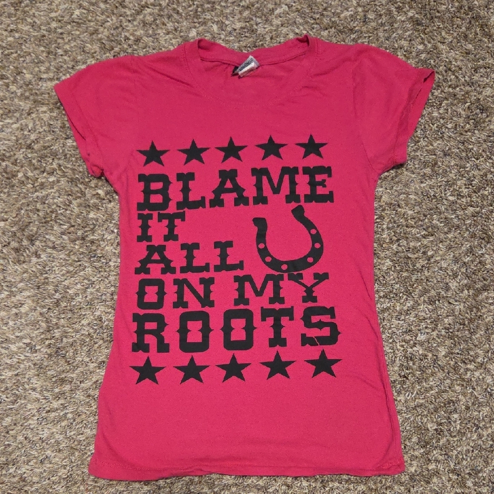 Pink Graphic T-Shirt Blame It All On My Roots